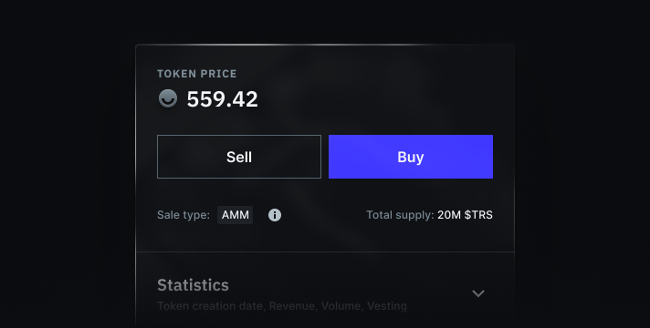 popup allowing you to buy/sell creator token